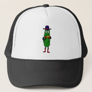 XX- Funny Pickle Playing Harmonica Cartoon Trucker Hat