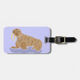 XX- Funny Primitive Art Walrus Luggage Tag