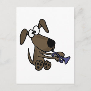 XX- Funny Puppy Dog Playing Trumpet Cartoon Postcard