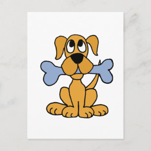 XX- Funny Puppy Dog with a Bone Design Postcard
