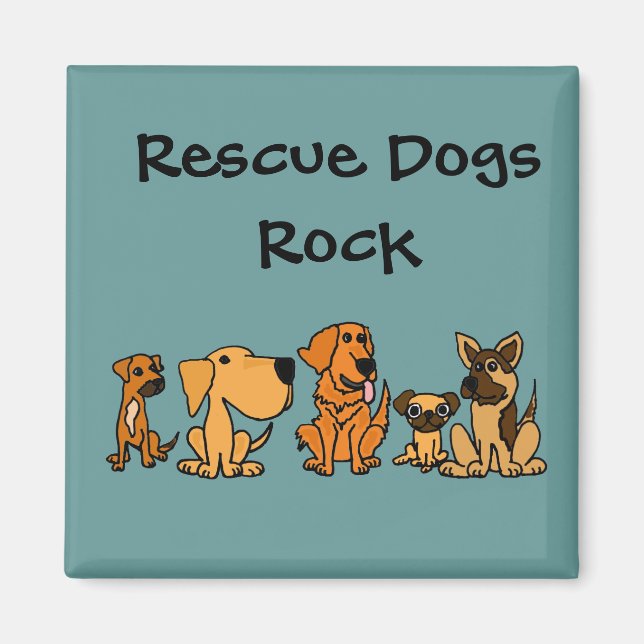 XX- Funny Rescue Dogs Group Cartoon Magnet (Front)
