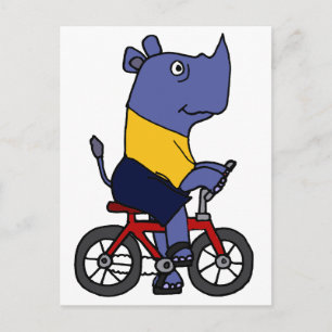 XX- Funny Rhino Riding Bicycle Cartoon Postcard