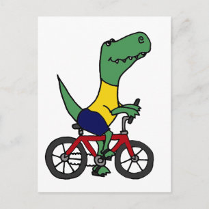 XX- Funny T-rex Dinosaur Riding Bicycle Postcard