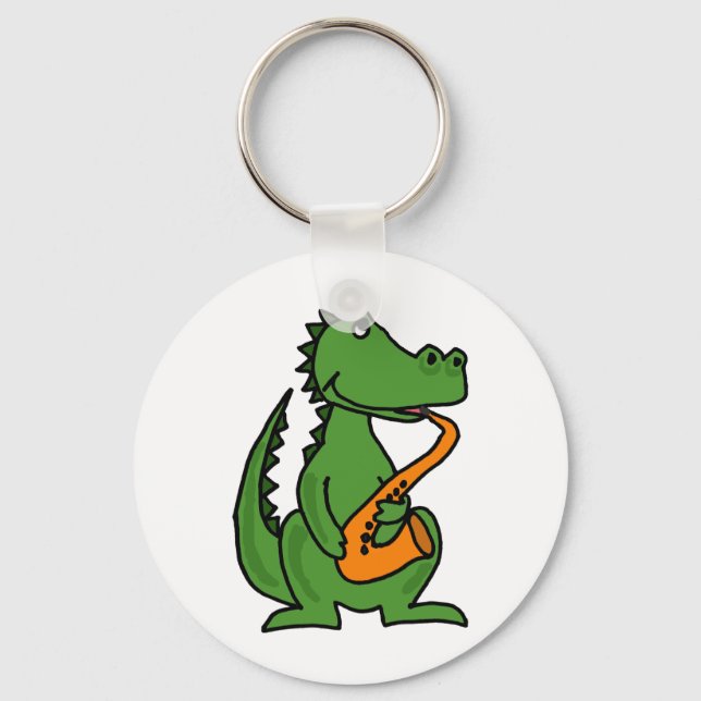 XX- Gator Playing Saxophone Key Ring (Front)