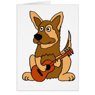 XX- German Shepherd Puppy Playing Guitar Cartoon