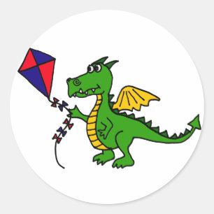 XX- Hilarious Dragon Flying Kite Classic Round Sticker