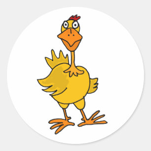 XX- Hilarious Goofy Chicken Classic Round Sticker