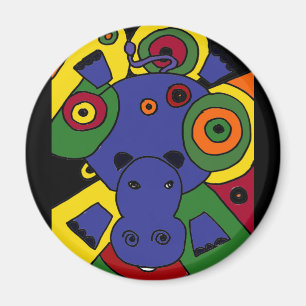 XX- Hippo Abstract Art Magnet