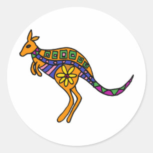 XX- Kangaroo Art Classic Round Sticker