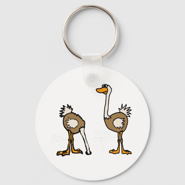 XX- Ostriches in Sand Key Ring (Front)