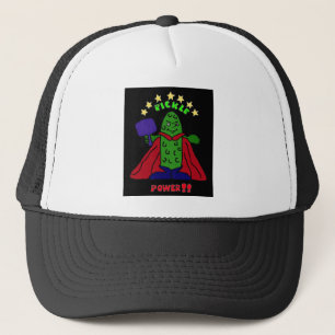 XX- Pickle Power Superhero Pickleball Cartoon Trucker Hat