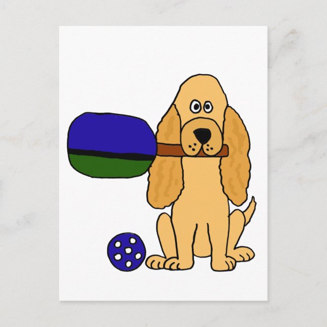 XX- Pickleball Cocker Spaniel Cartoon Postcard (Front)