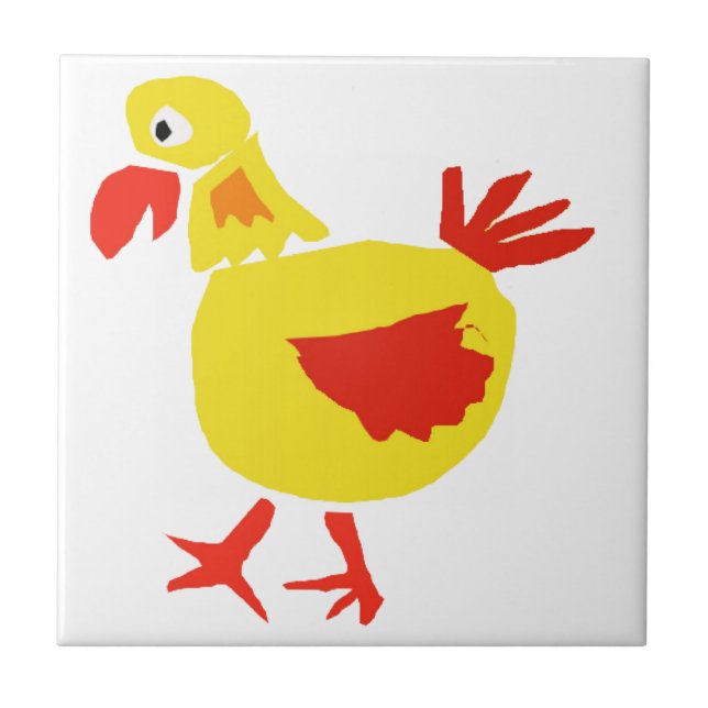 XX- Primitive Art Chicken Ceramic Tile (Front)