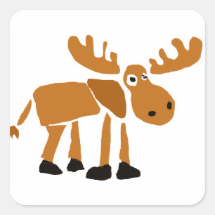 XX- Primitive Art Moose Square Sticker