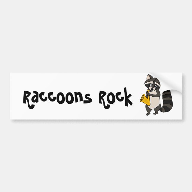 XX- Racoon Playing Saxophone Cartoon Bumper Sticker (Front)