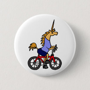 XX- Unicorn Riding Bicycle Cartoon 6 Cm Round Badge