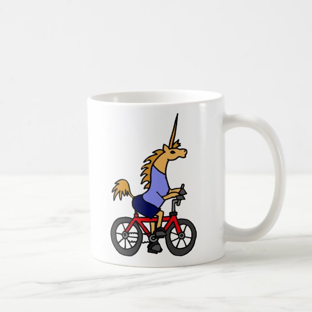 XX- Unicorn Riding Bicycle Cartoon Coffee Mug (Right)