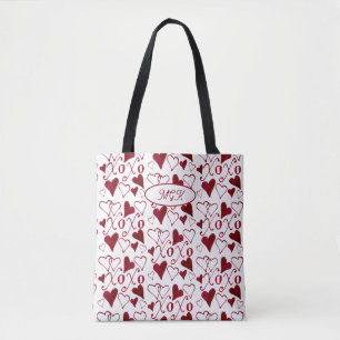 XXOO Hand-Illustrated Coquette Valentine's Day Tote Bag