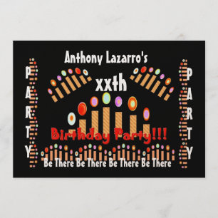 xxth Birthday Party Invitation - Gold Candles