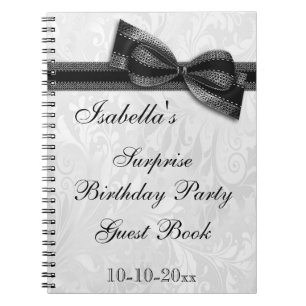XXth SURPRISE Birthday Party Damask and Bow Notebook