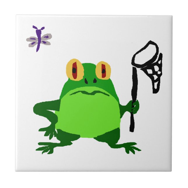 XY- Funny Frog and Dragonfly Cartoon Ceramic Tile (Front)