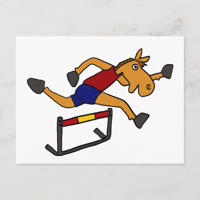 XY- Funny Horse Jumping Over Hurdles Cartoon Postcard (Front)