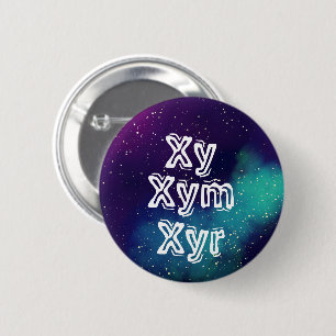Xy/Xym/Xyr Customisable Galaxy Pronoun 6 Cm Round Badge