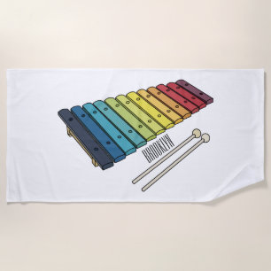Xylophone cartoon illustration beach towel