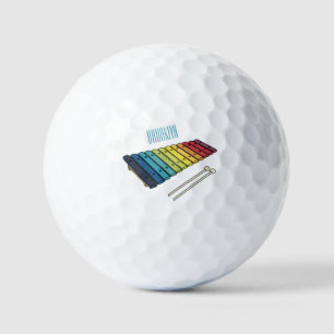 Xylophone cartoon illustration golf balls