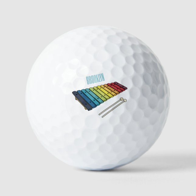 Xylophone cartoon illustration golf balls (Front)