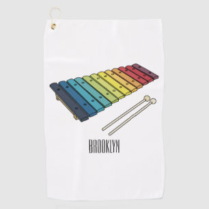 Xylophone cartoon illustration golf towel