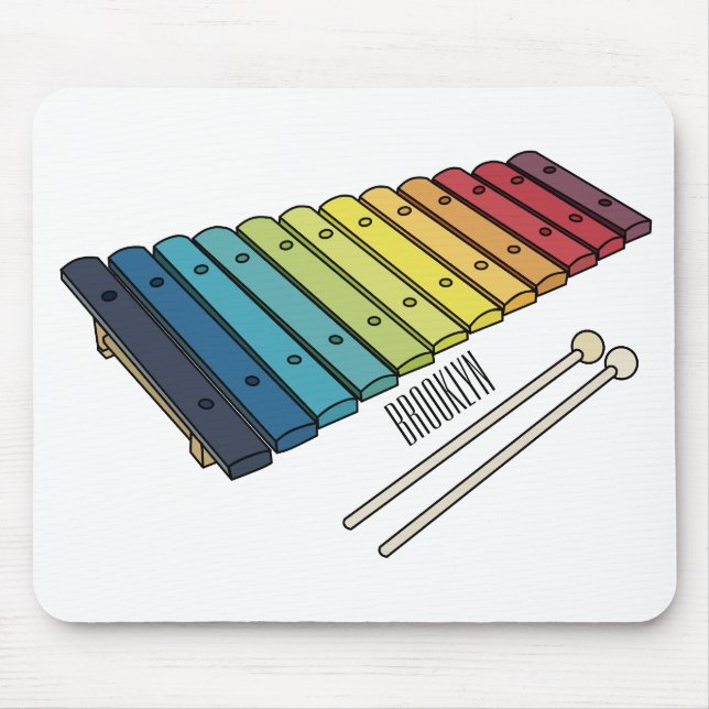 Xylophone cartoon illustration mouse pad (Front)