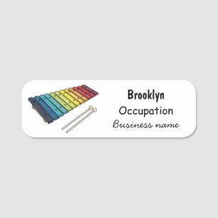 Xylophone cartoon illustration name tag