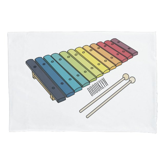 Xylophone cartoon illustration pillowcase (Front)