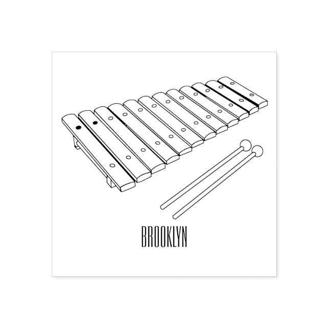 Xylophone cartoon illustration rubber stamp (Imprint)