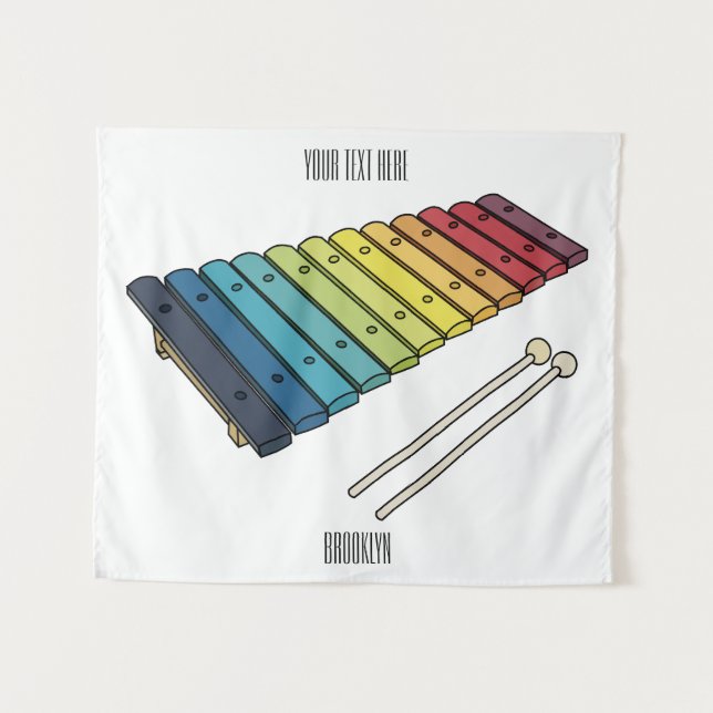 Xylophone cartoon illustration tapestry (Front (Horizontal))