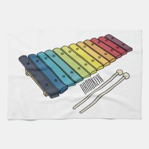 Xylophone cartoon illustration tea towel