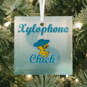 Xylophone Chick #3 Glass Tree Decoration