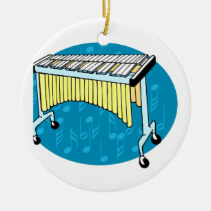 Xylophone graphic with blue background ceramic tree decoration
