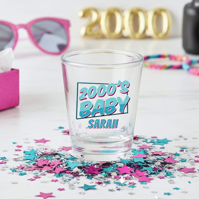 Y2K 2000's Baby Nostalgic Throwback Shot Glass (Shopping for the perfect gift for your millennial mom friend? Add her name!)