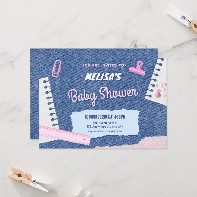 Y2k aesthetic baby shower invitation (Front/Back In Situ)
