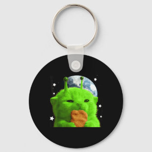 Y2K Alien Cat Meme Retro Silly Cat Vintage Space Key Ring