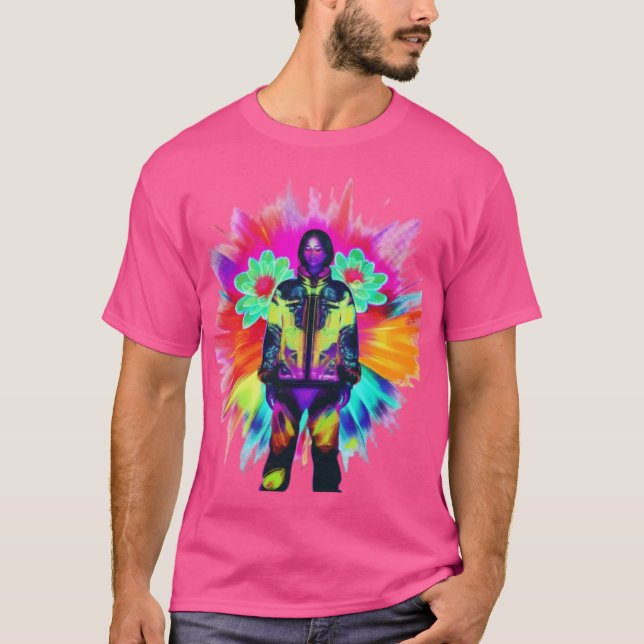 Y2K Bloom: Techwear Meets Luminescent Nature T-Shirt (Front)