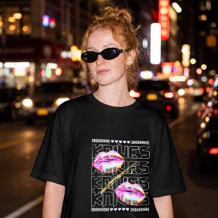Y2K Chrome Lips & Sword Streetwear T-Shirt