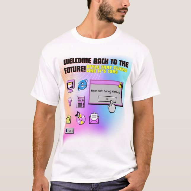 Y2K Click Here Retro Desktop Aesthetic Tee (Front)