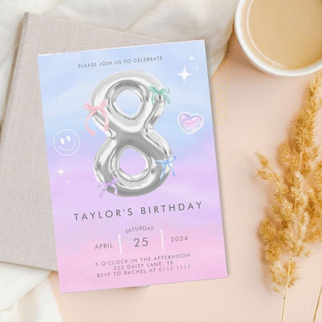 Y2K Cute 8th Birthday Invitation (Creator Uploaded)