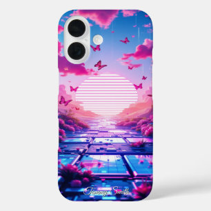 Y2K Cybercore Vaporwave Aesthetic Holographic Glow iPhone 16 Case