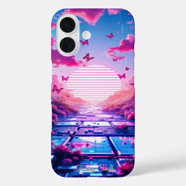 Y2K Cybercore Vaporwave Aesthetic Holographic Glow Case-Mate iPhone Case (Back)