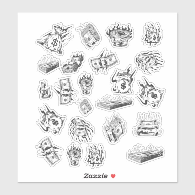 Y2K Dollar Icons in White Aesthetic (Sheet)