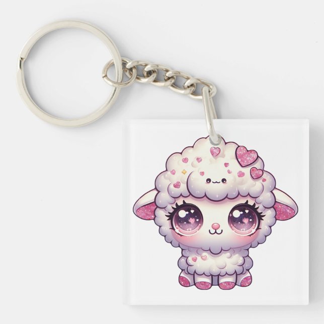 Y2K dolly glitter glamour sheep Key Ring (Front)